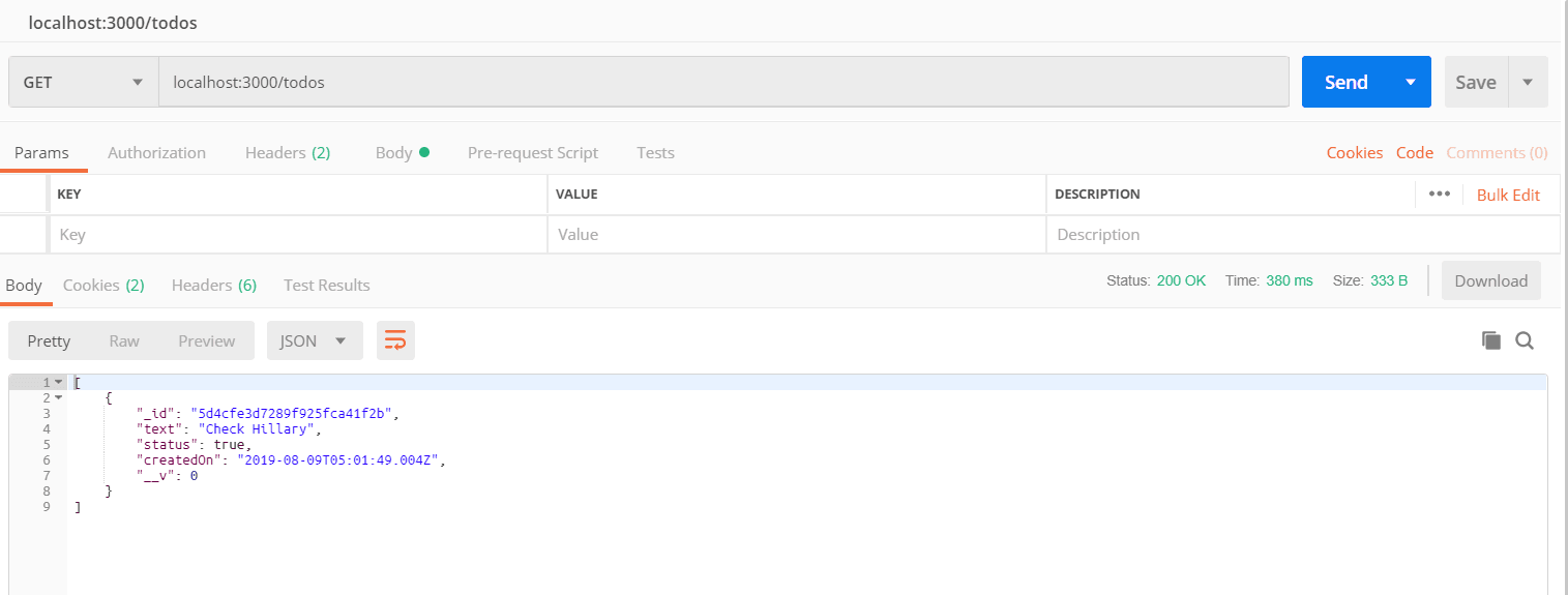 GET request on "/todos"