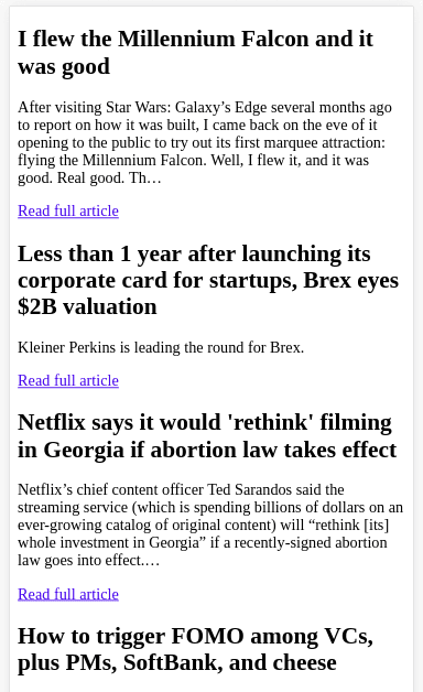 Displayed news component