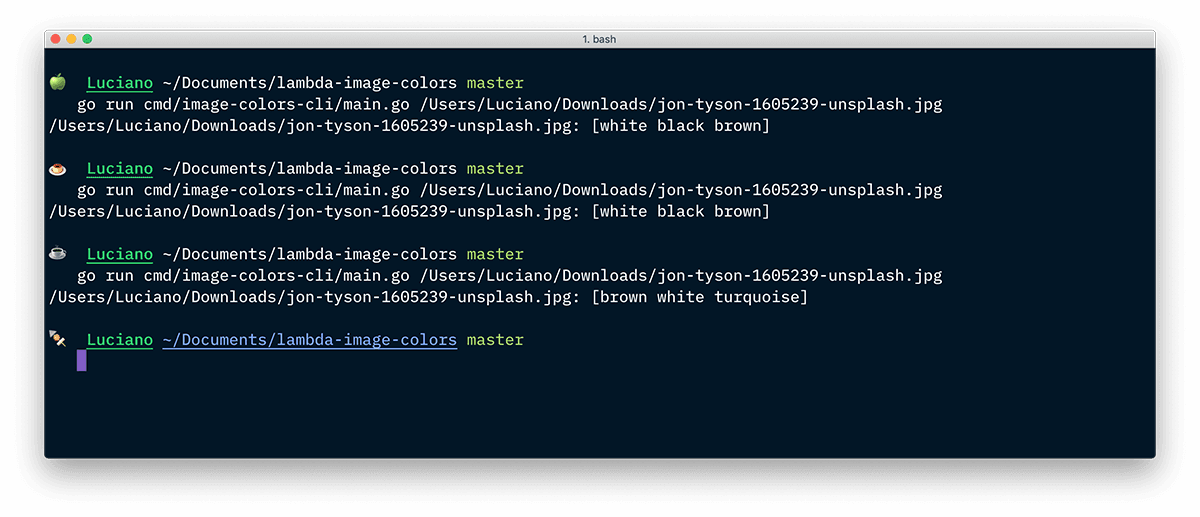 Example of command line running