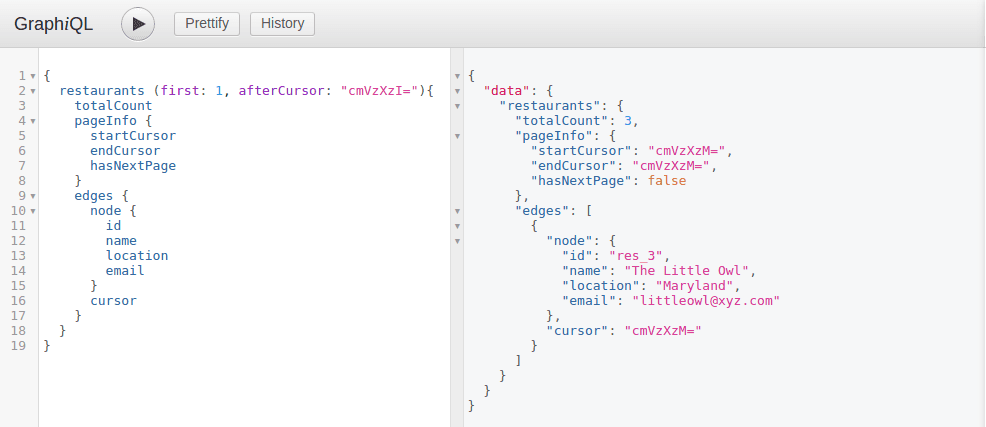 Third row pagination result