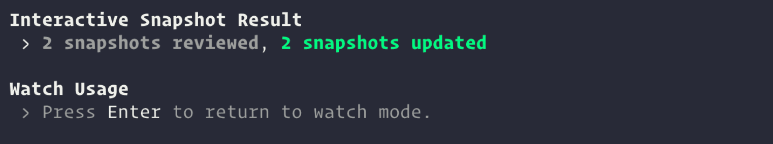 Snapshot testing results