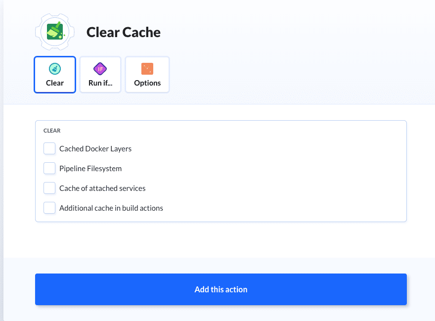 Preview Clear Cache action