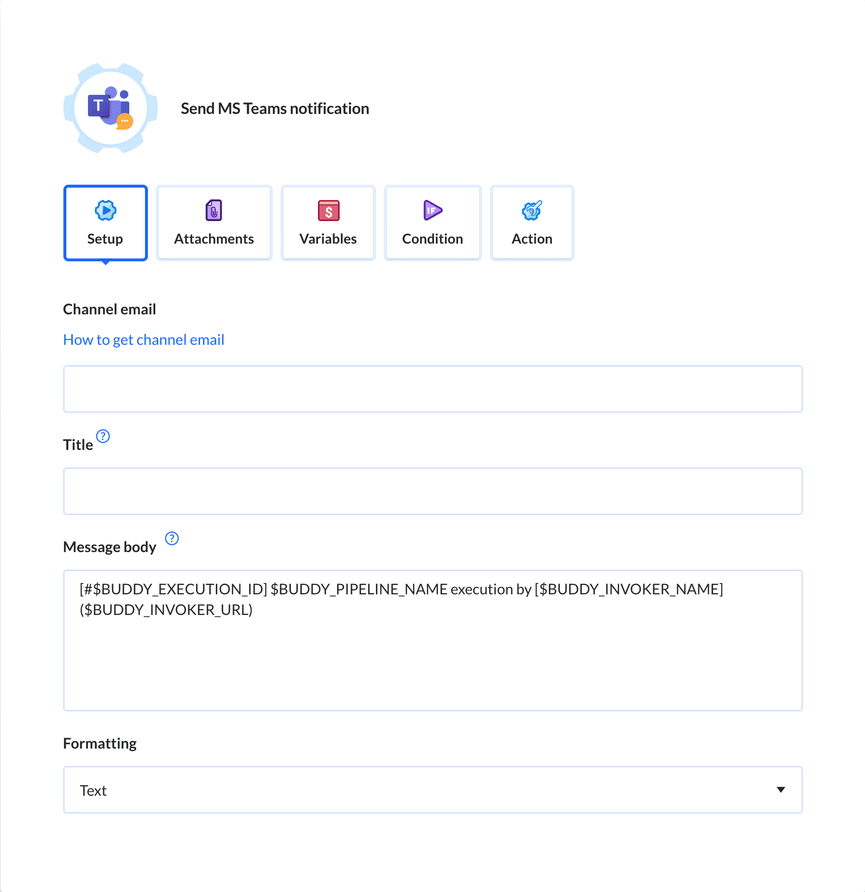 Preview Microsoft Teams action