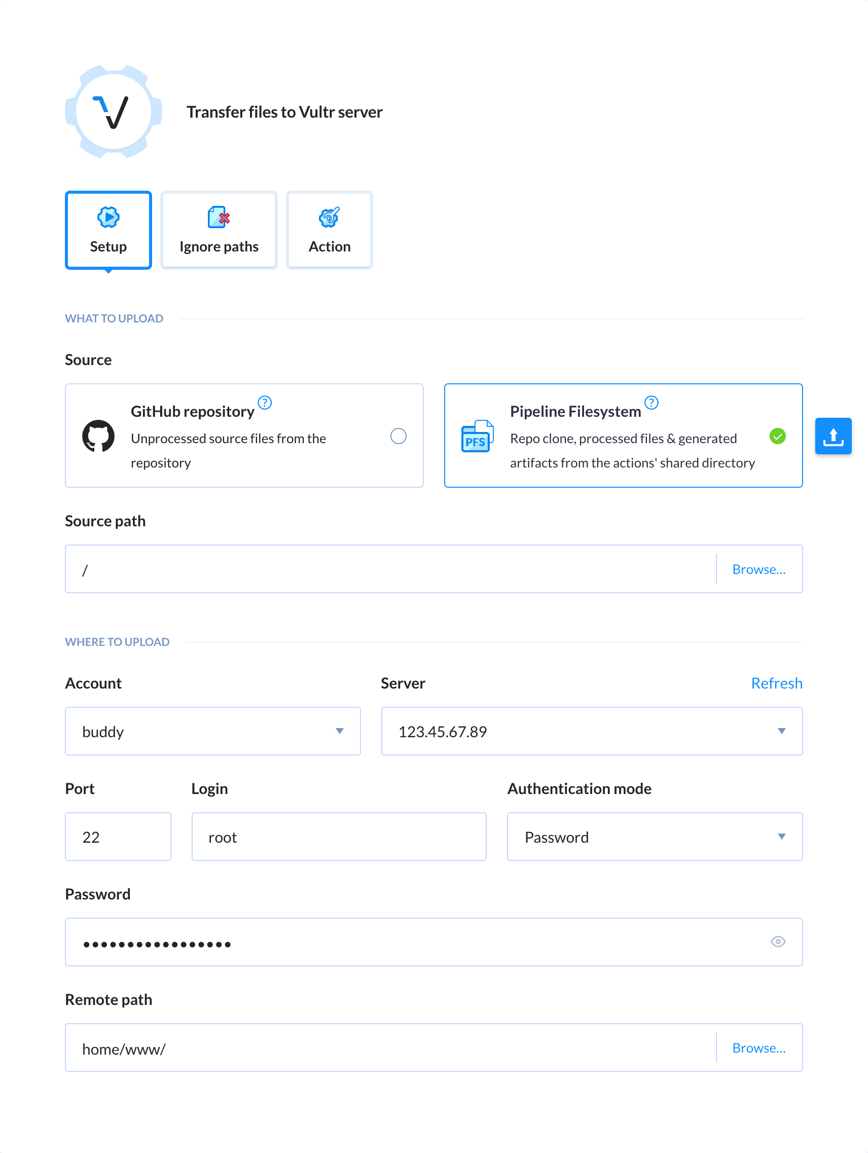 Preview Vultr action