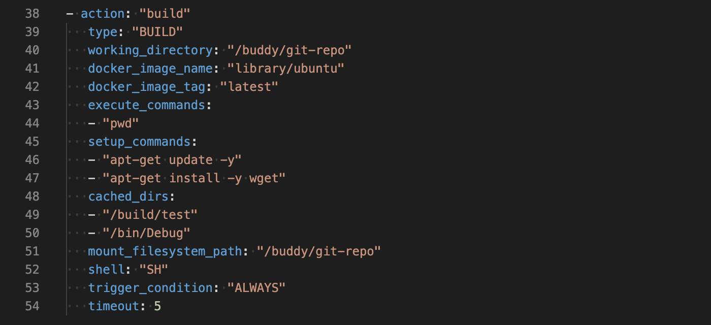 Example YAML configuration