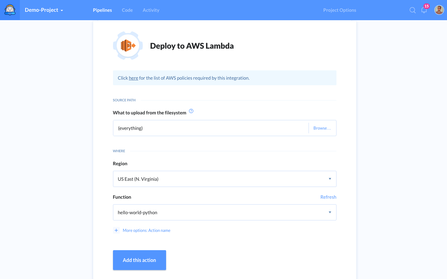 TableMain of AWS Lambda Deploy