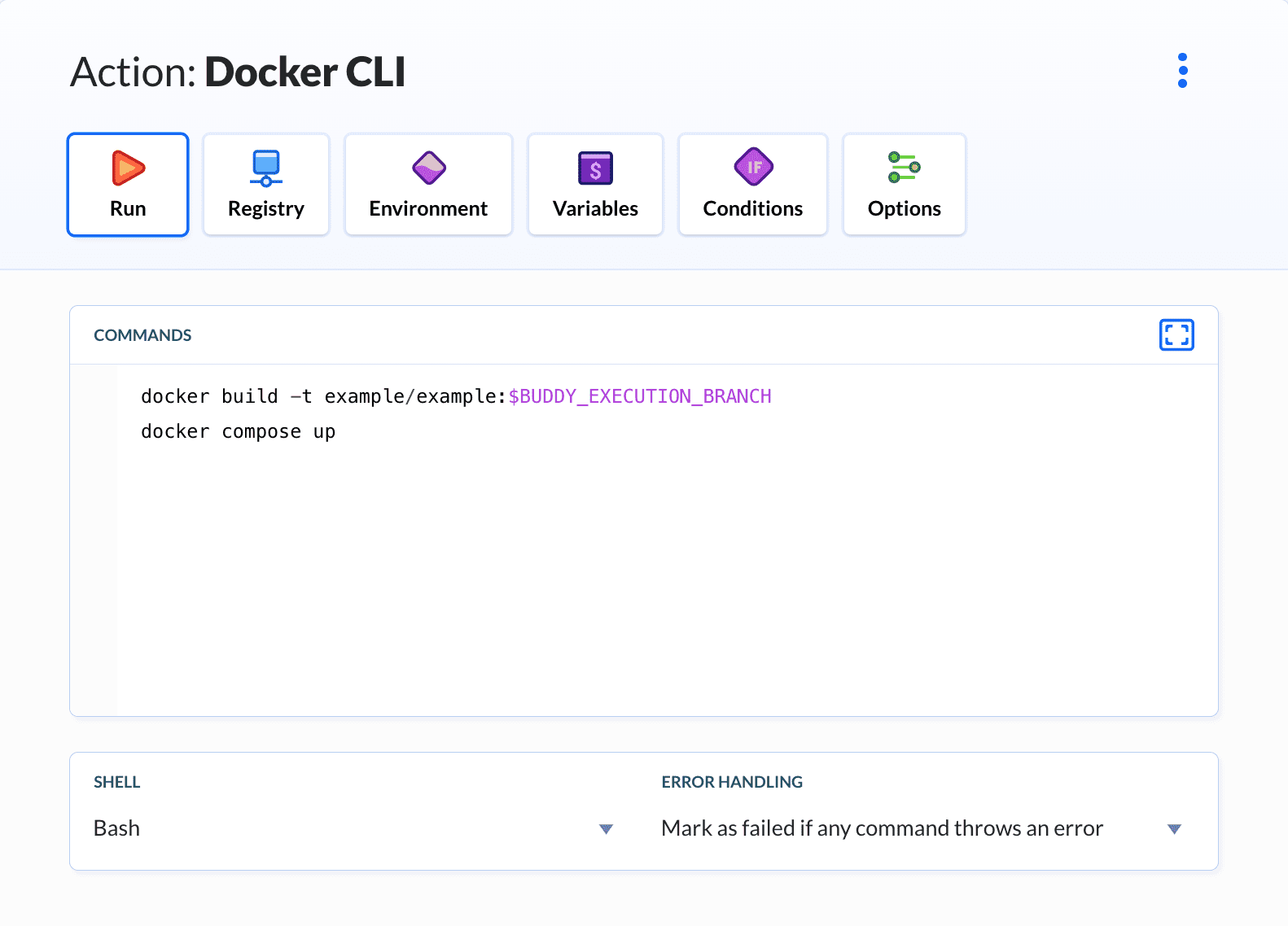 Docker CLI command tab