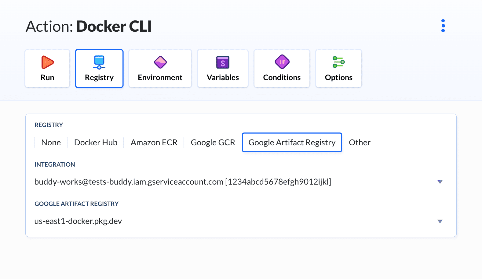 Docker CLI registry tab