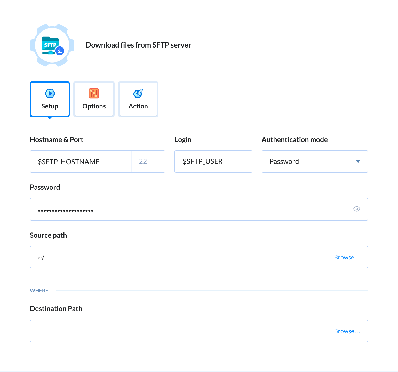 SFTP download configuration