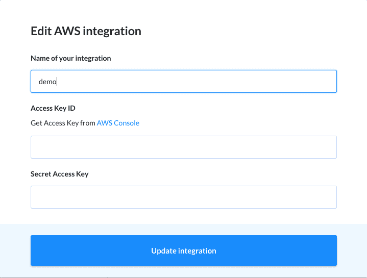 Editing AWS integration