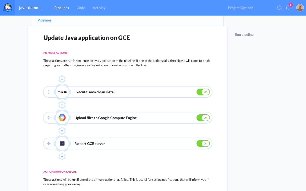 Example pipeline with GCE deployment