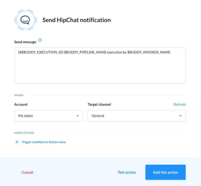 HipChat action details