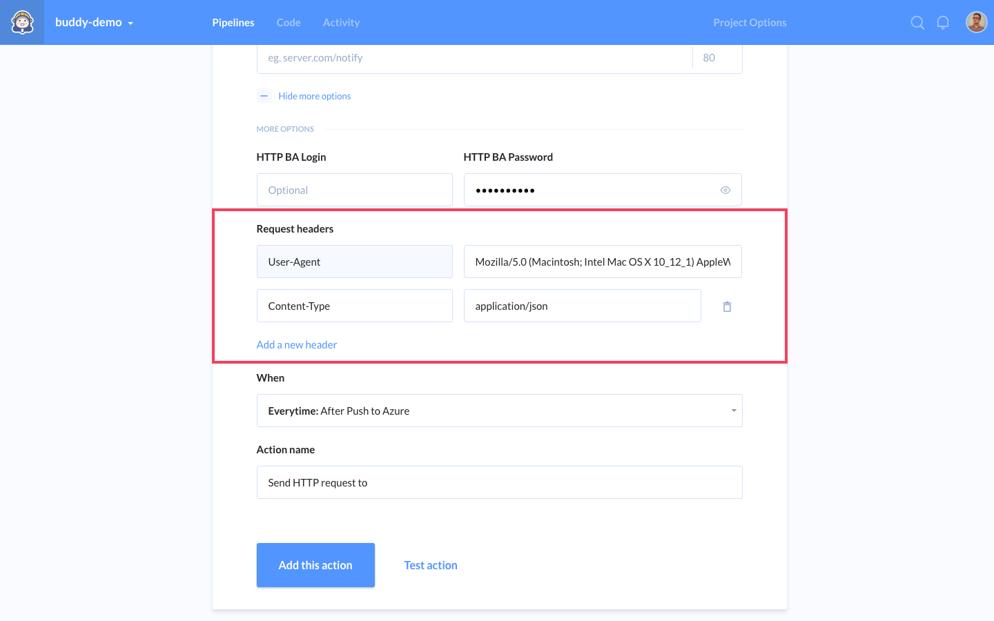 Custom headers location