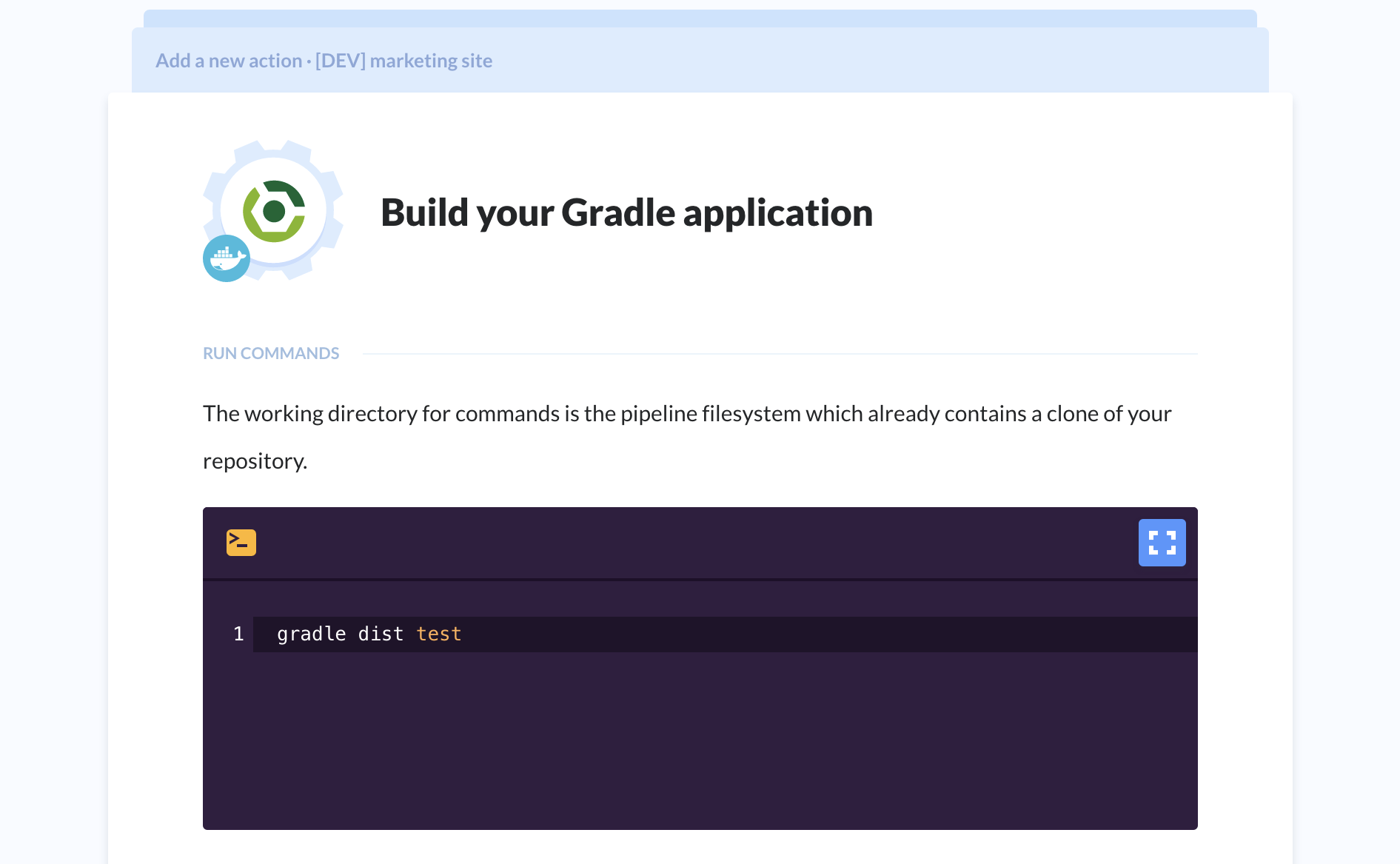 Gradle action details