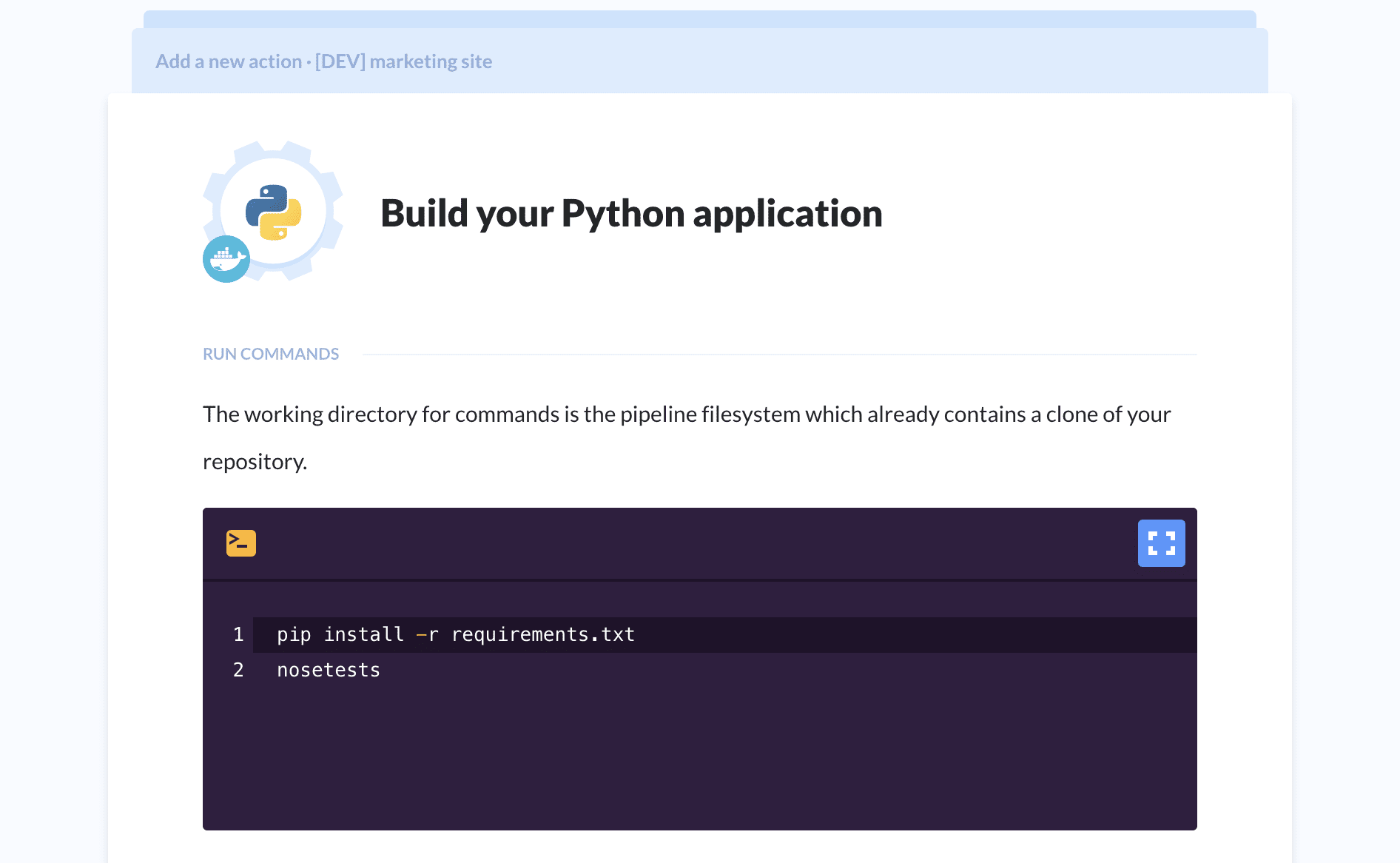 Python action details