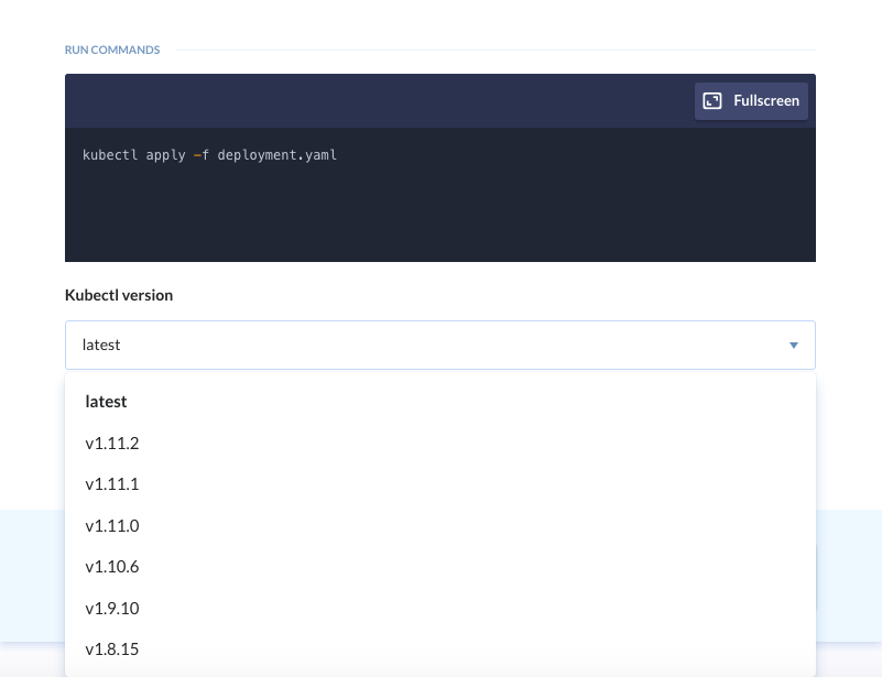 Selecting Kubernetes version