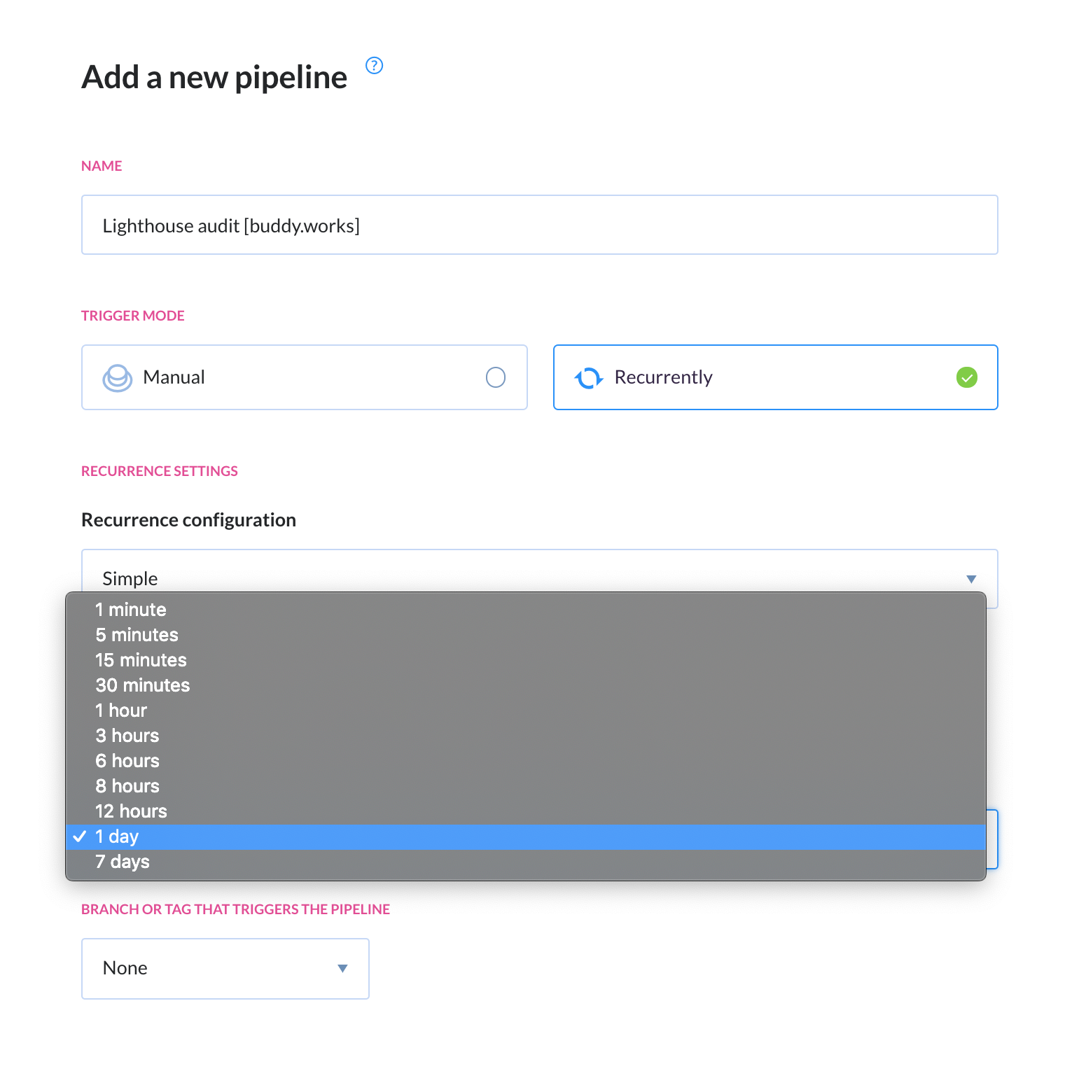 Pipeline settings