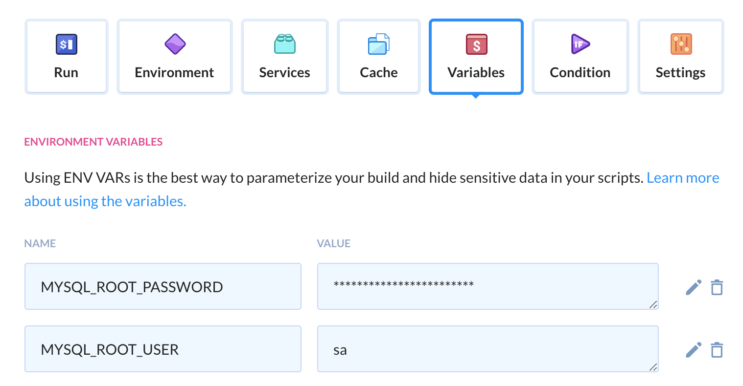 Variables tab