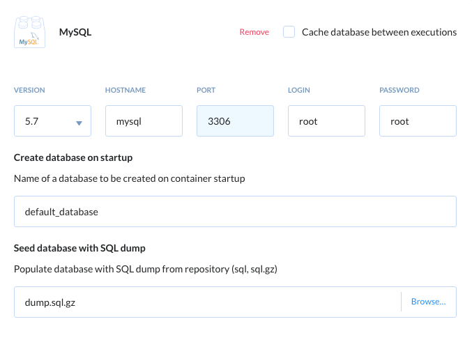 Defining the database details