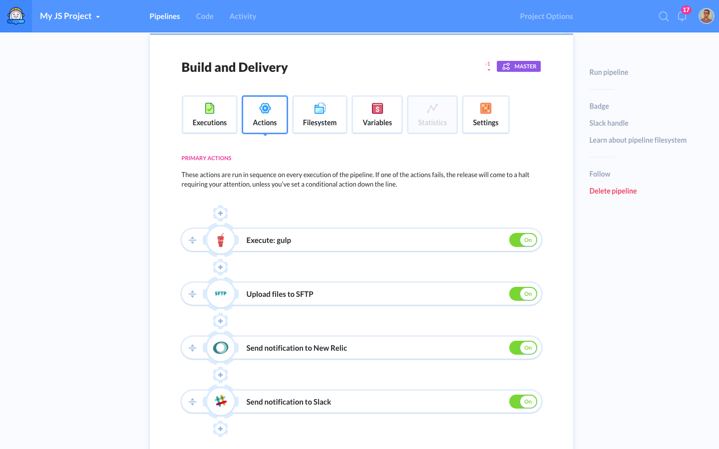 Example workflow with New Relic