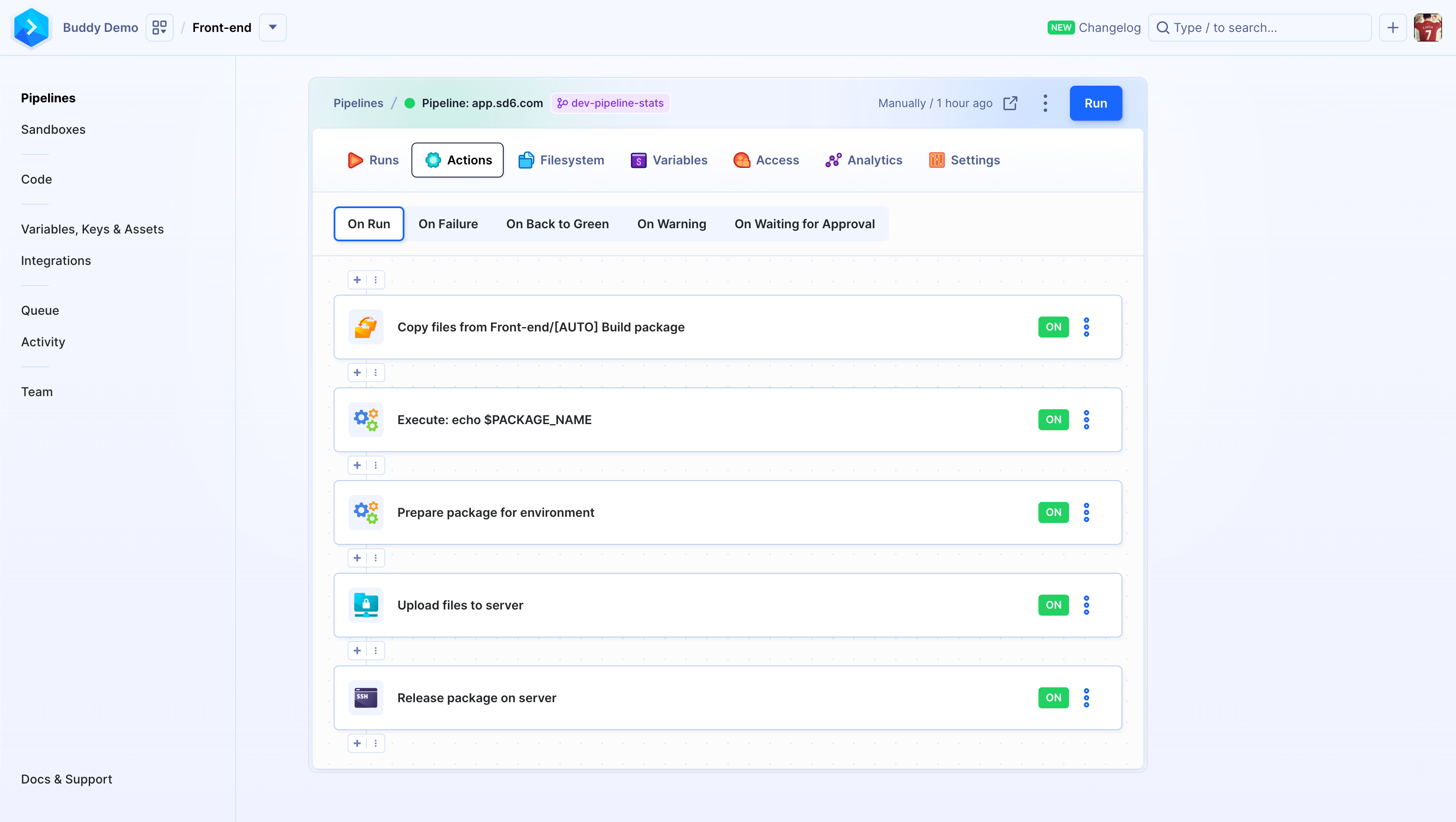 Example pipeline in new frame