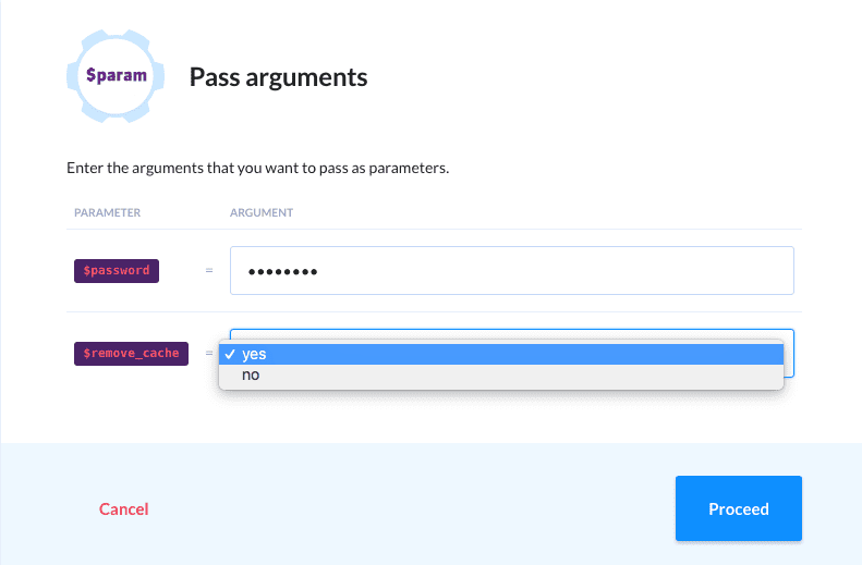 Pass arguments