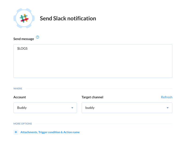 Slack notification action