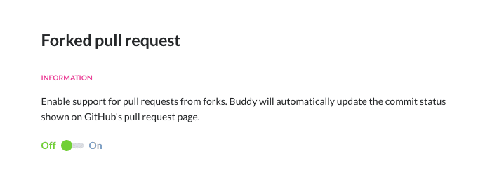 Forked pull request toggle