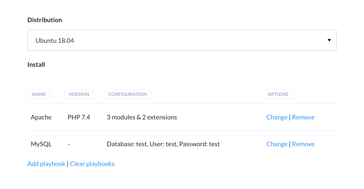 Sandbox configuration screen