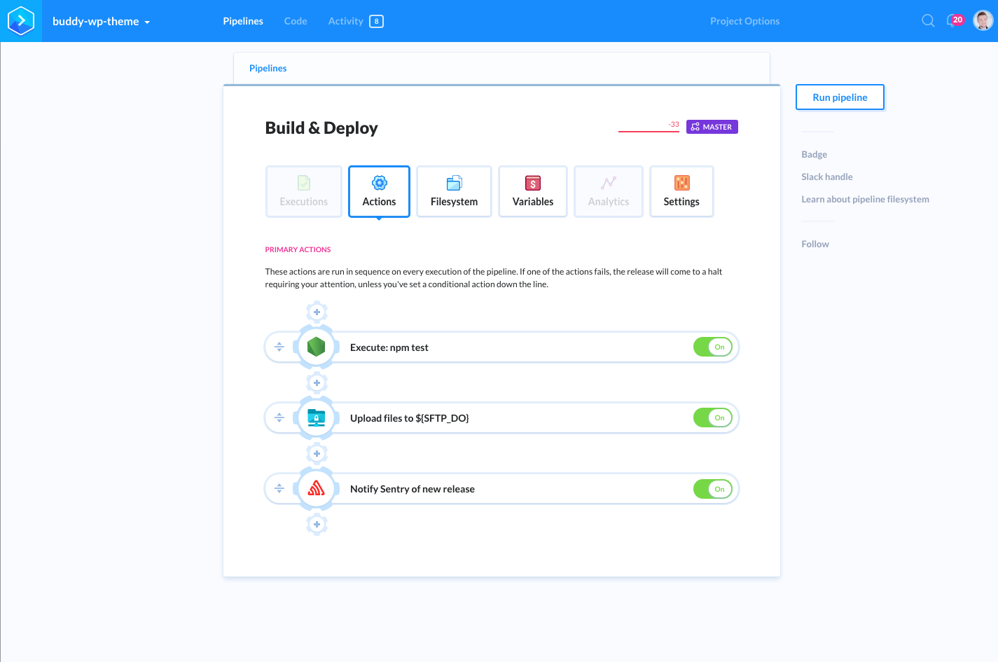 Pipeline with Sentry monitoring