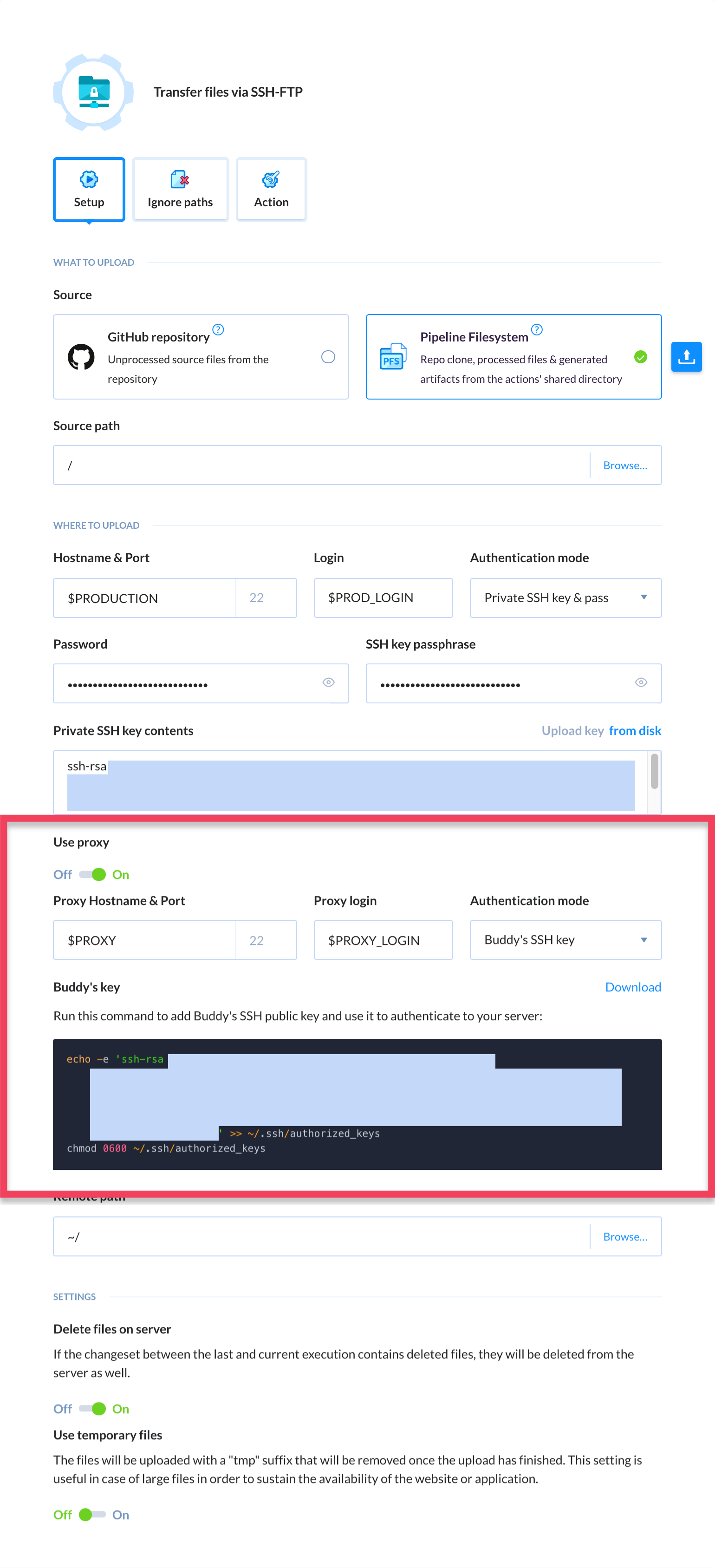 Proxy configuration