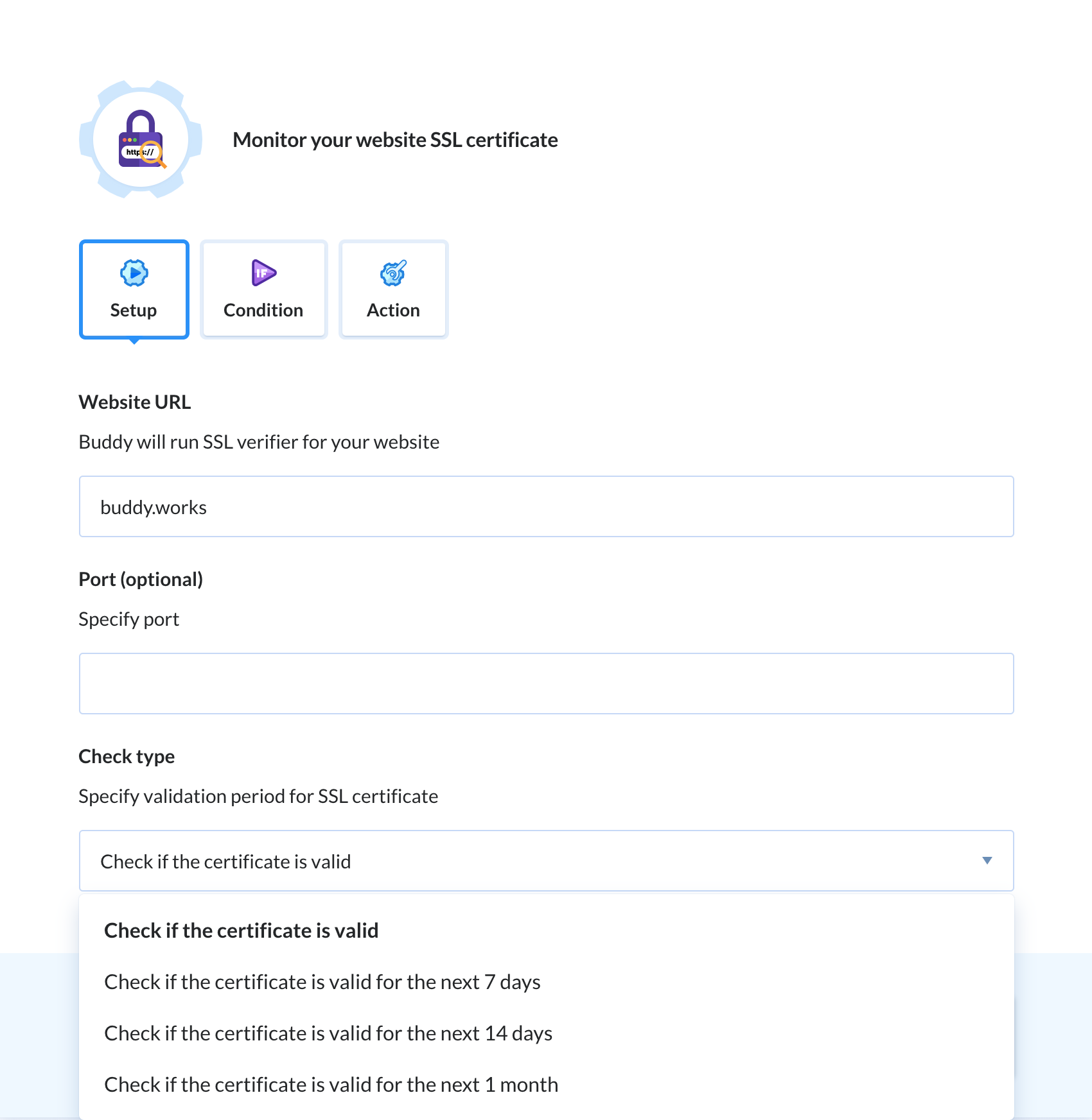 Action configuration