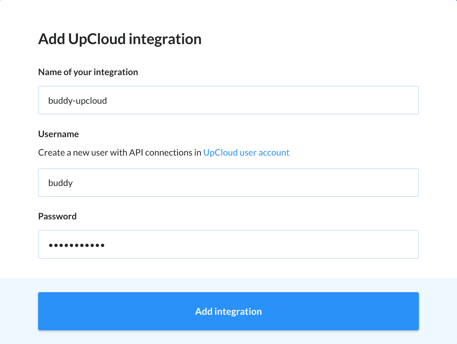 Adding UpCloud integration in Buddy