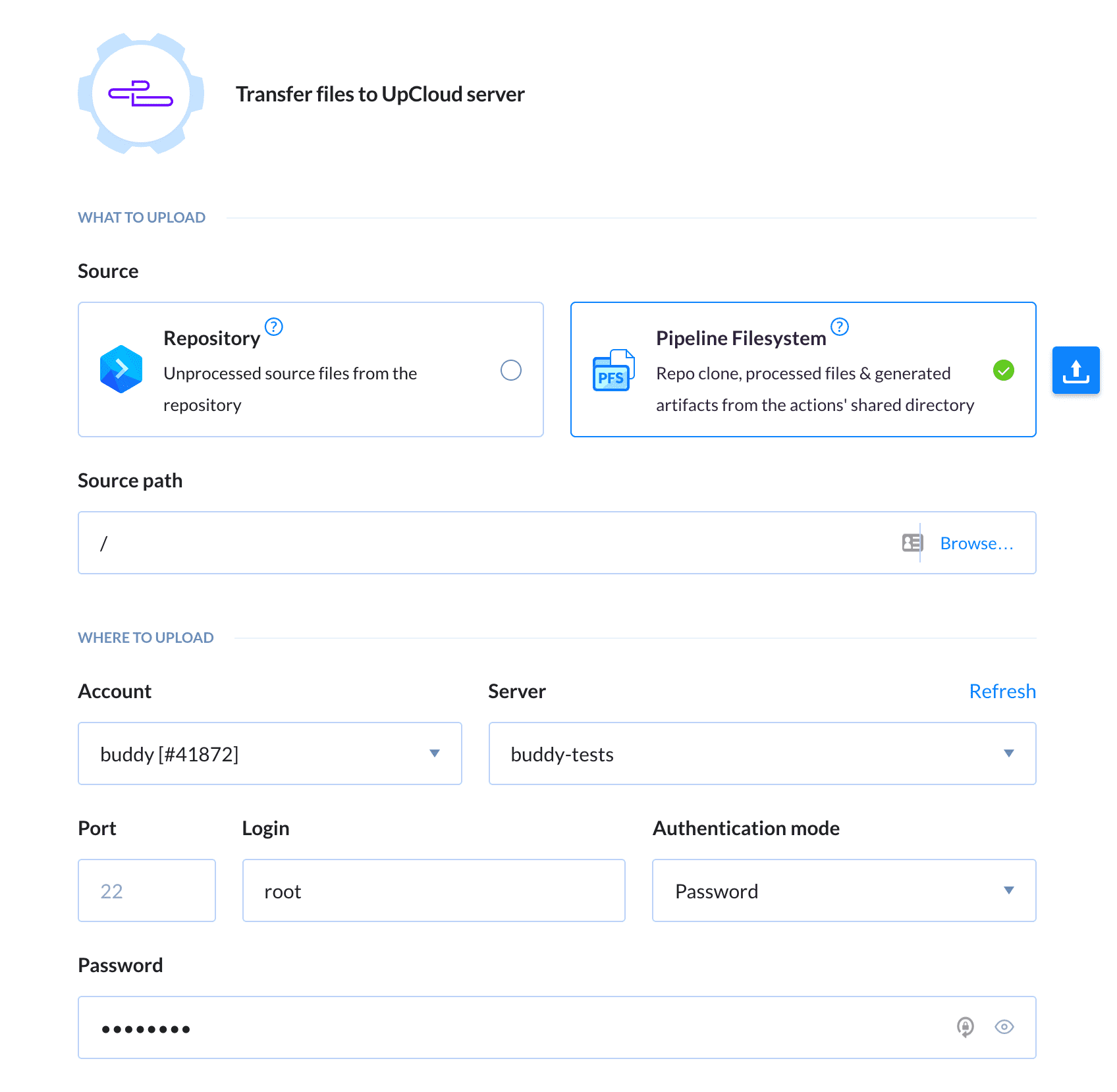UpCloud action details