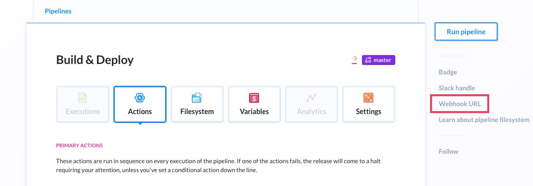 Entering Webhook settings