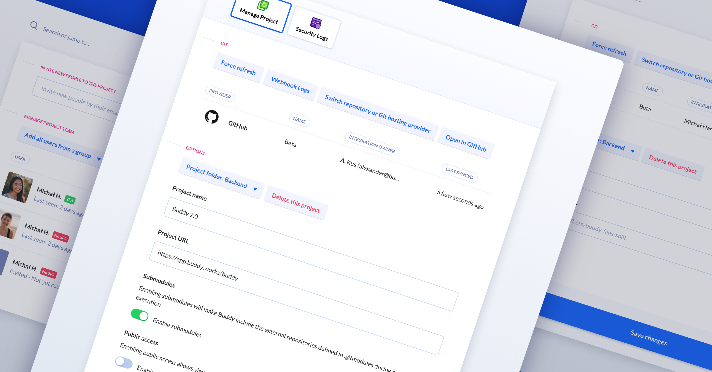 Buddy v2.0: New Project Settings & Teams views