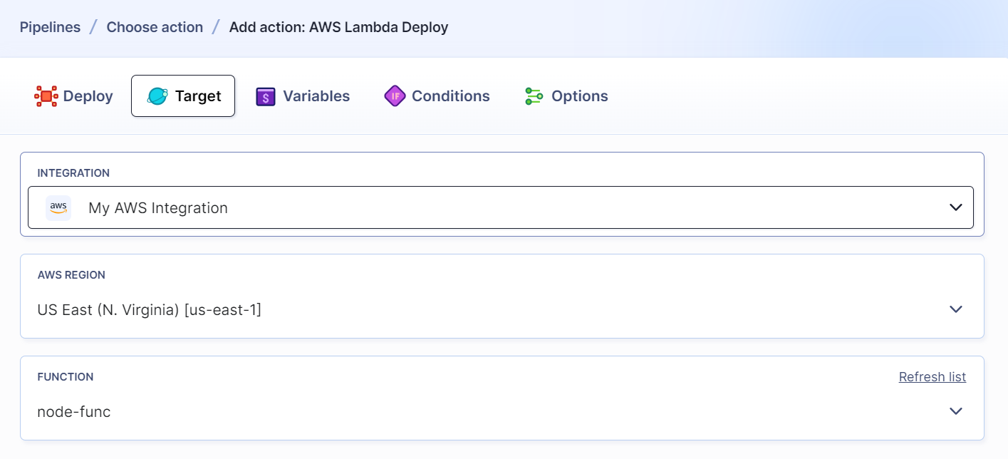 AWS Lambda Deploy configuration