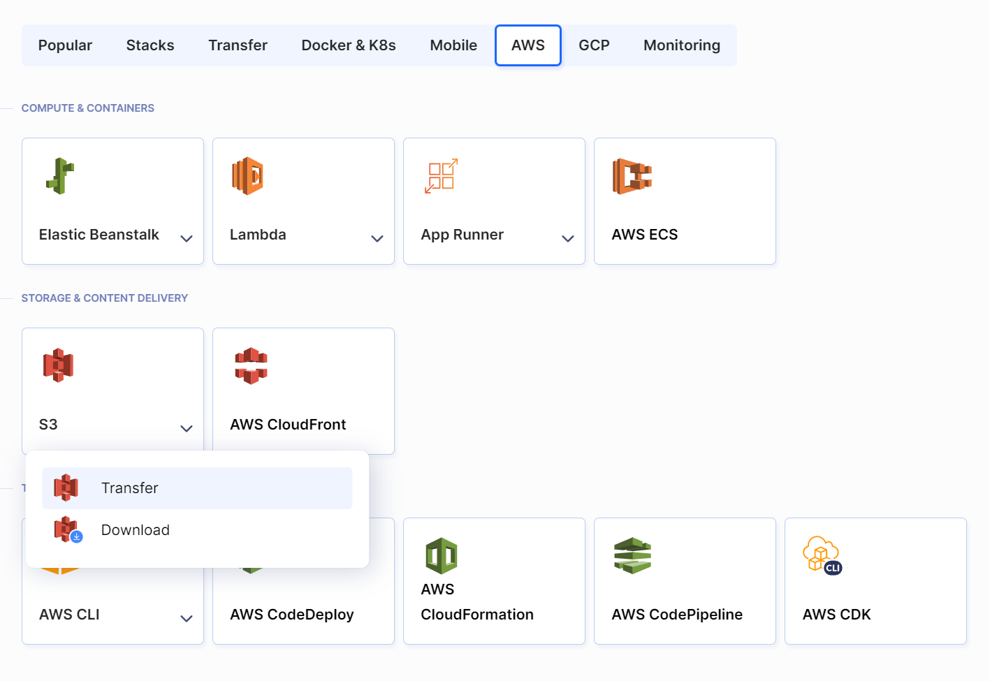 Amazon Web Services actions