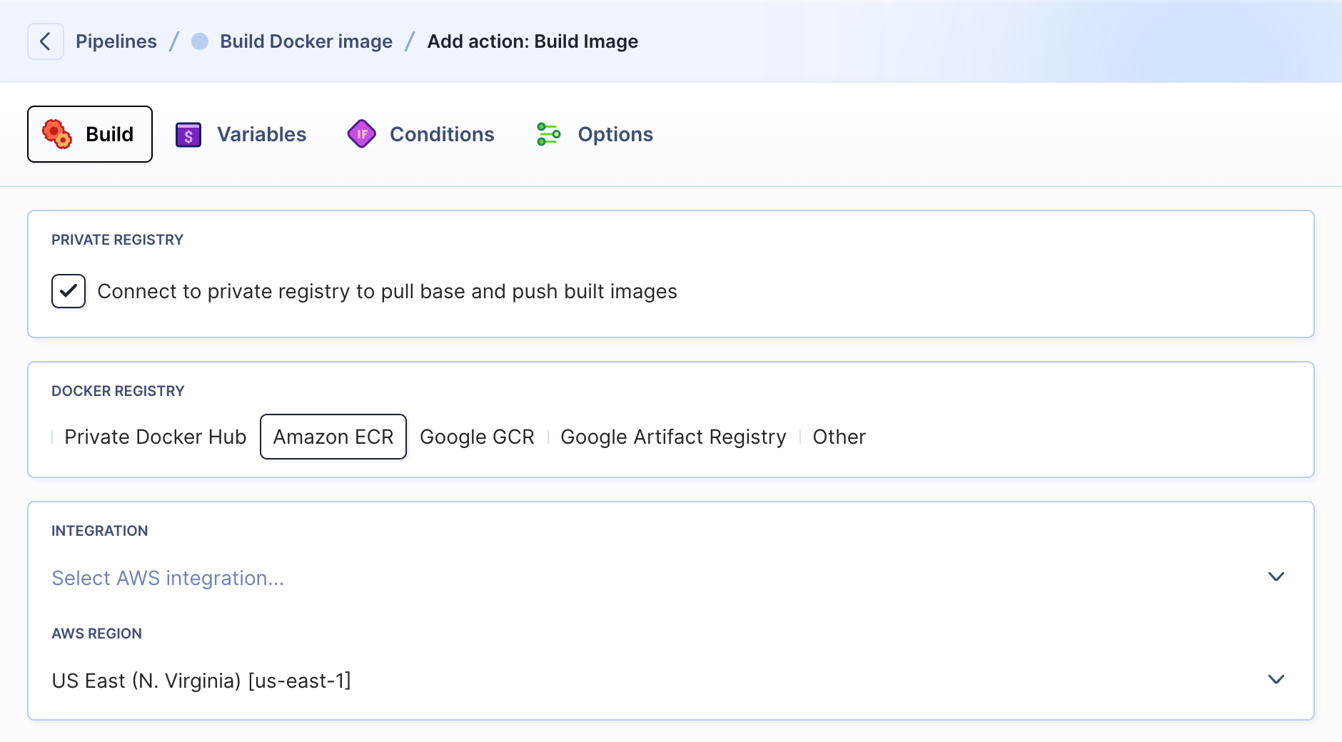 Selecting Docker registry