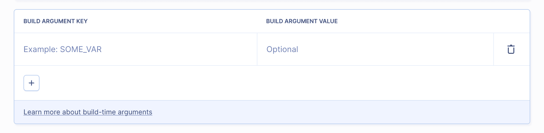 Build arguments