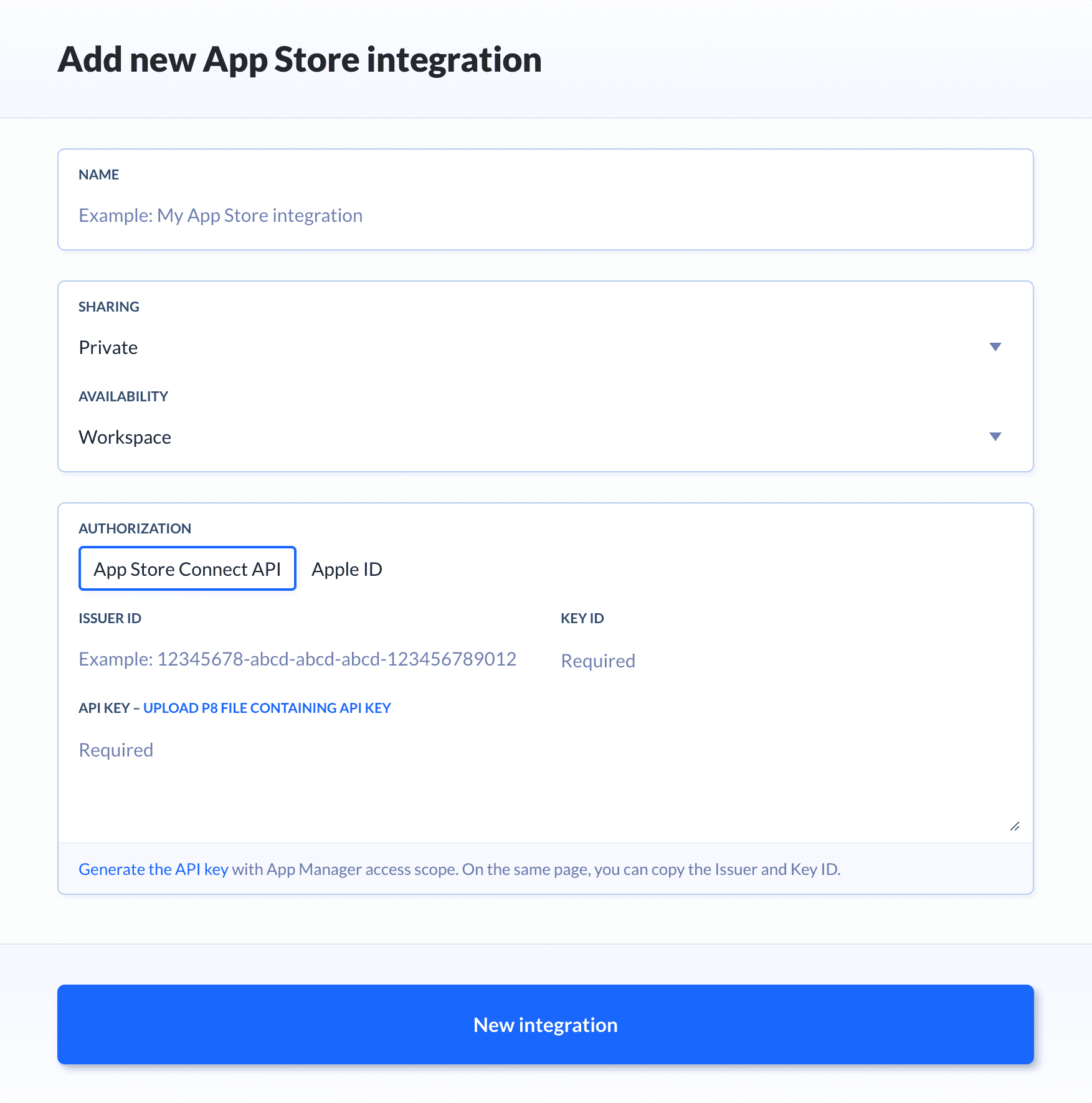 App Store on integrations list