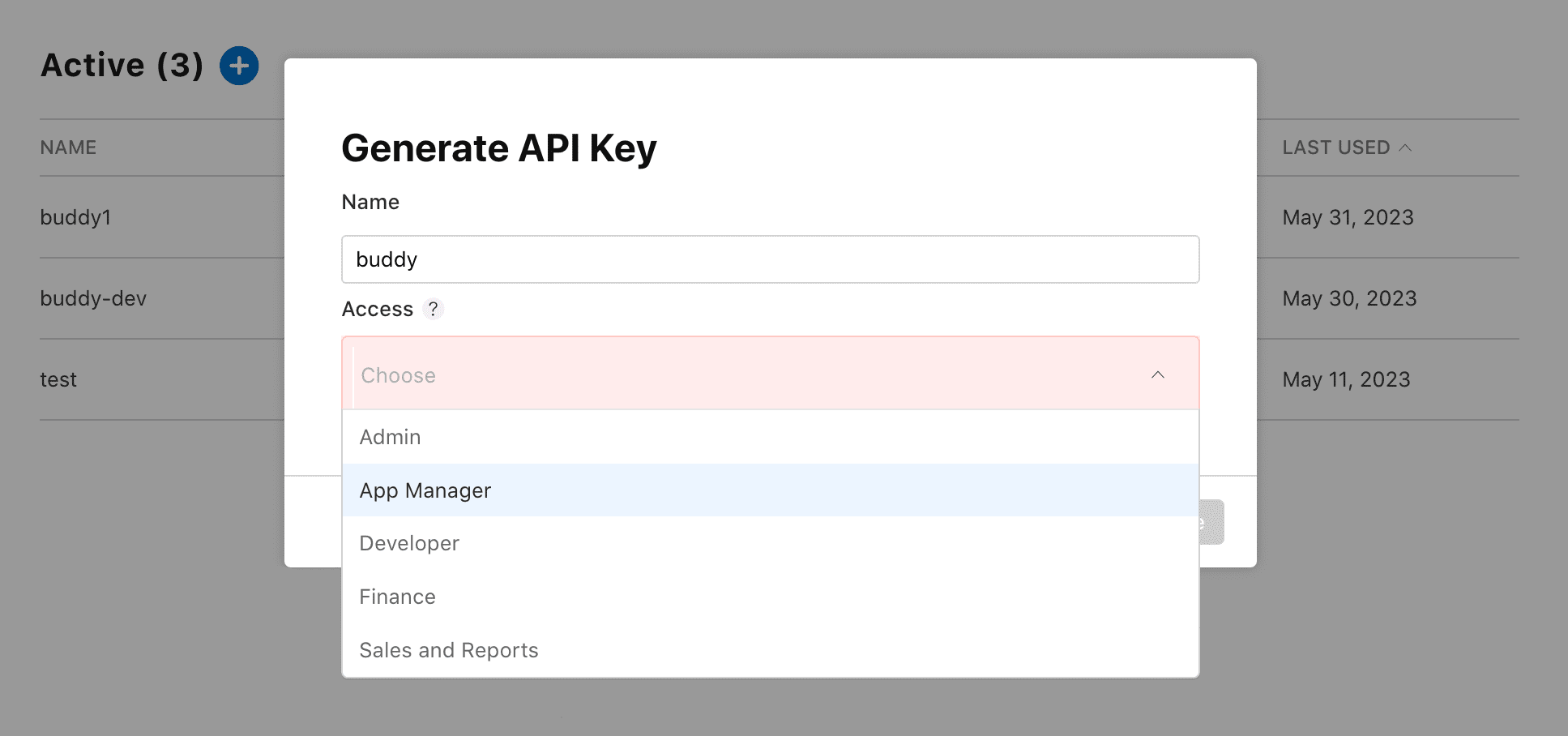 Adding new API key