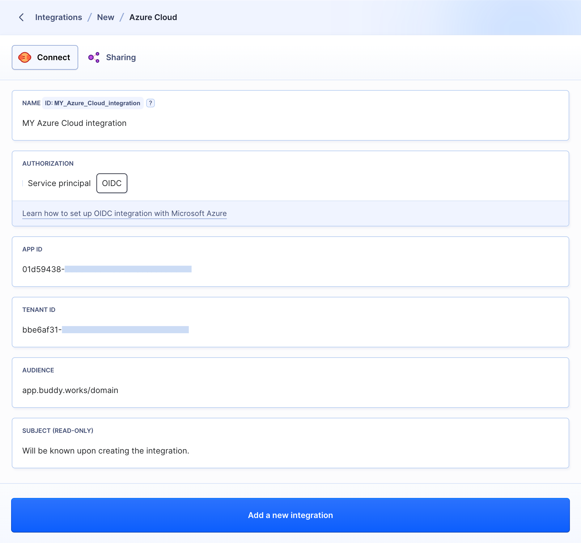 OIDC integration configuration