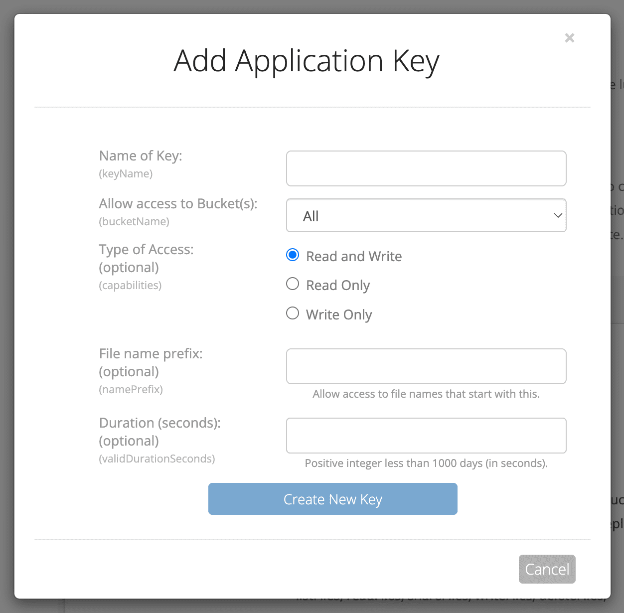 Configuring Application Key details