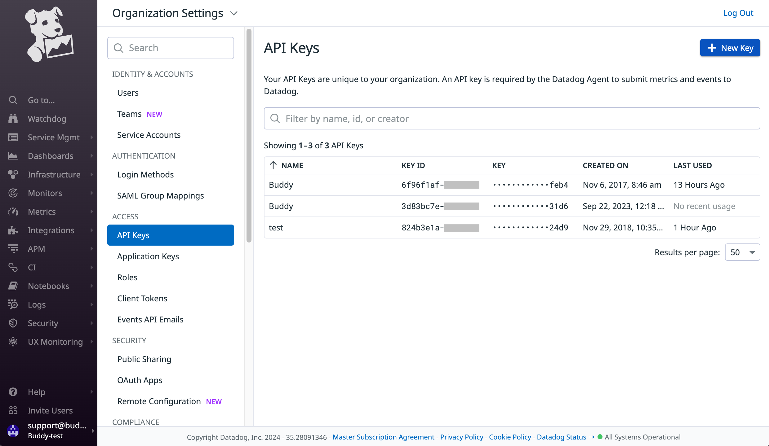 Datadog Service Check action