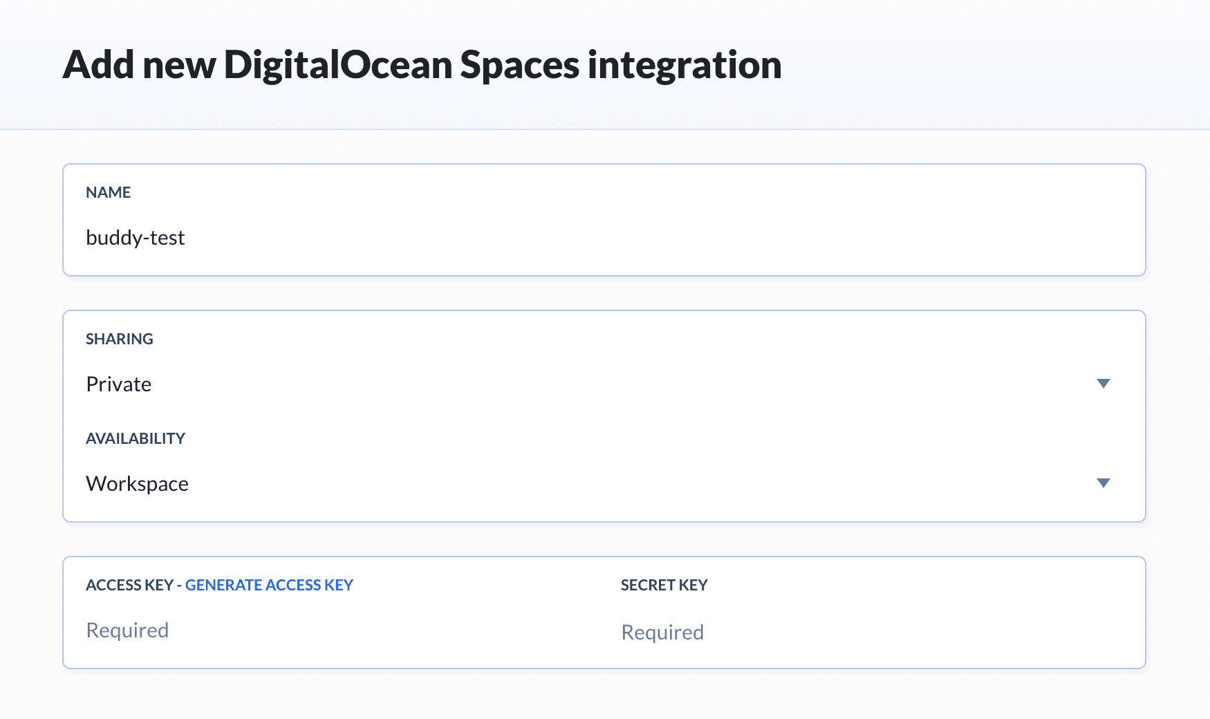 Adding new DO Spaces integration in Buddy