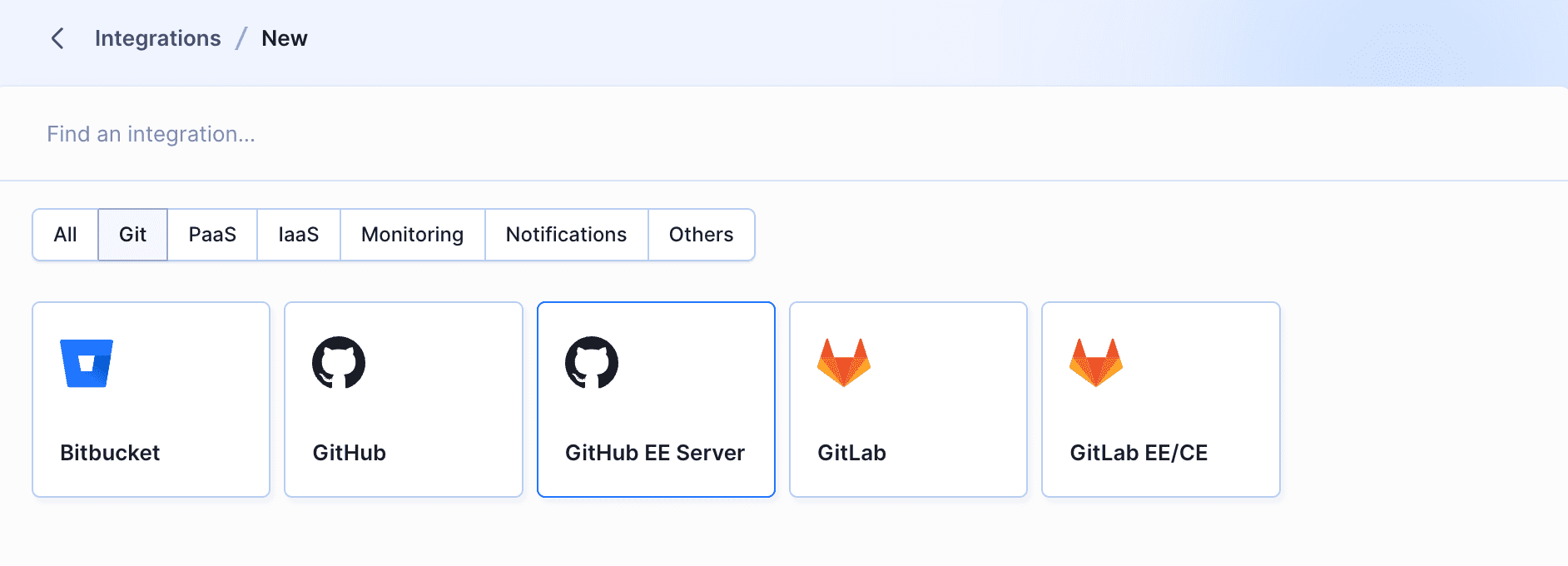 GitHub EE integration selection