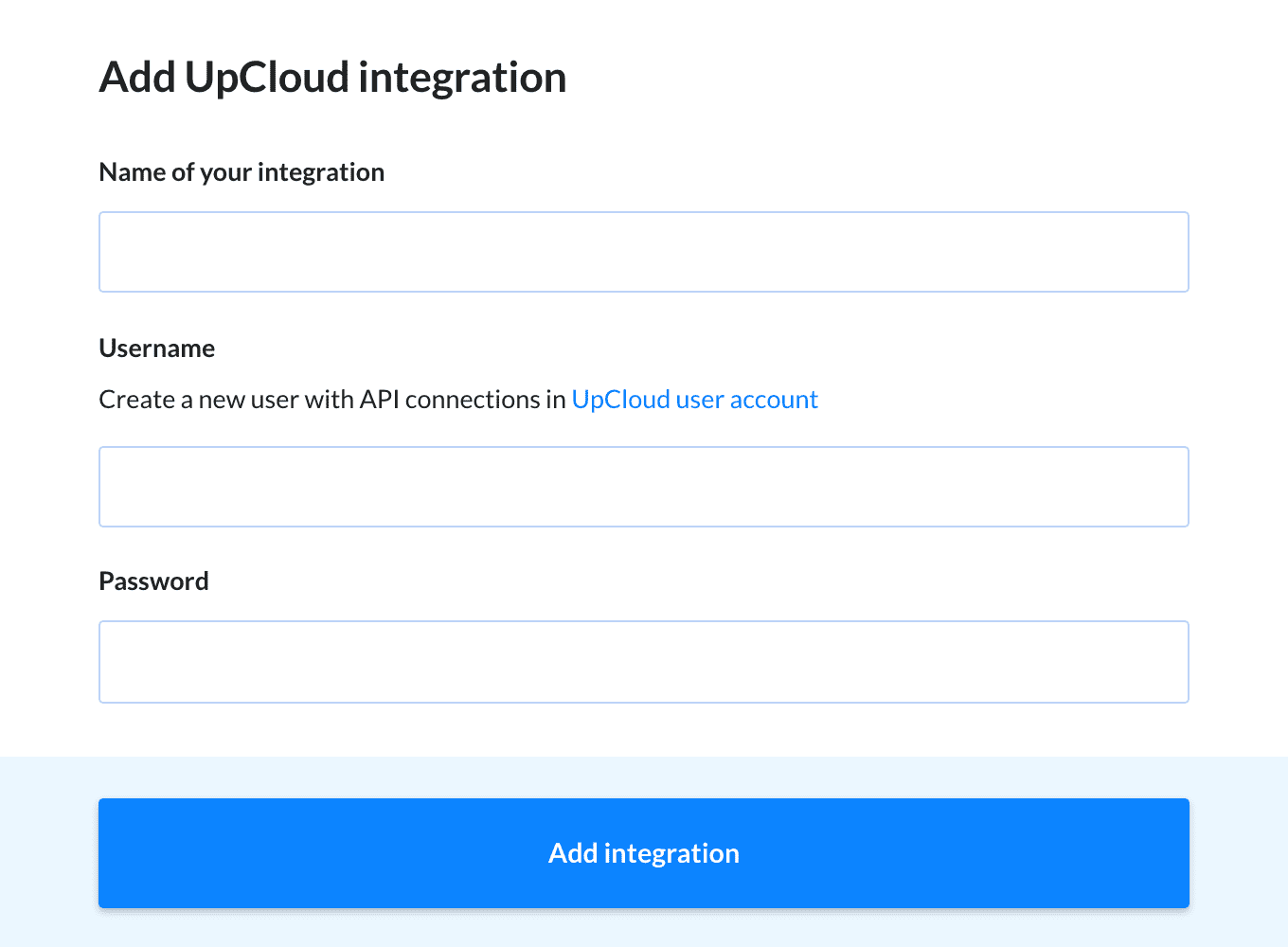 Adding UpCloud integration