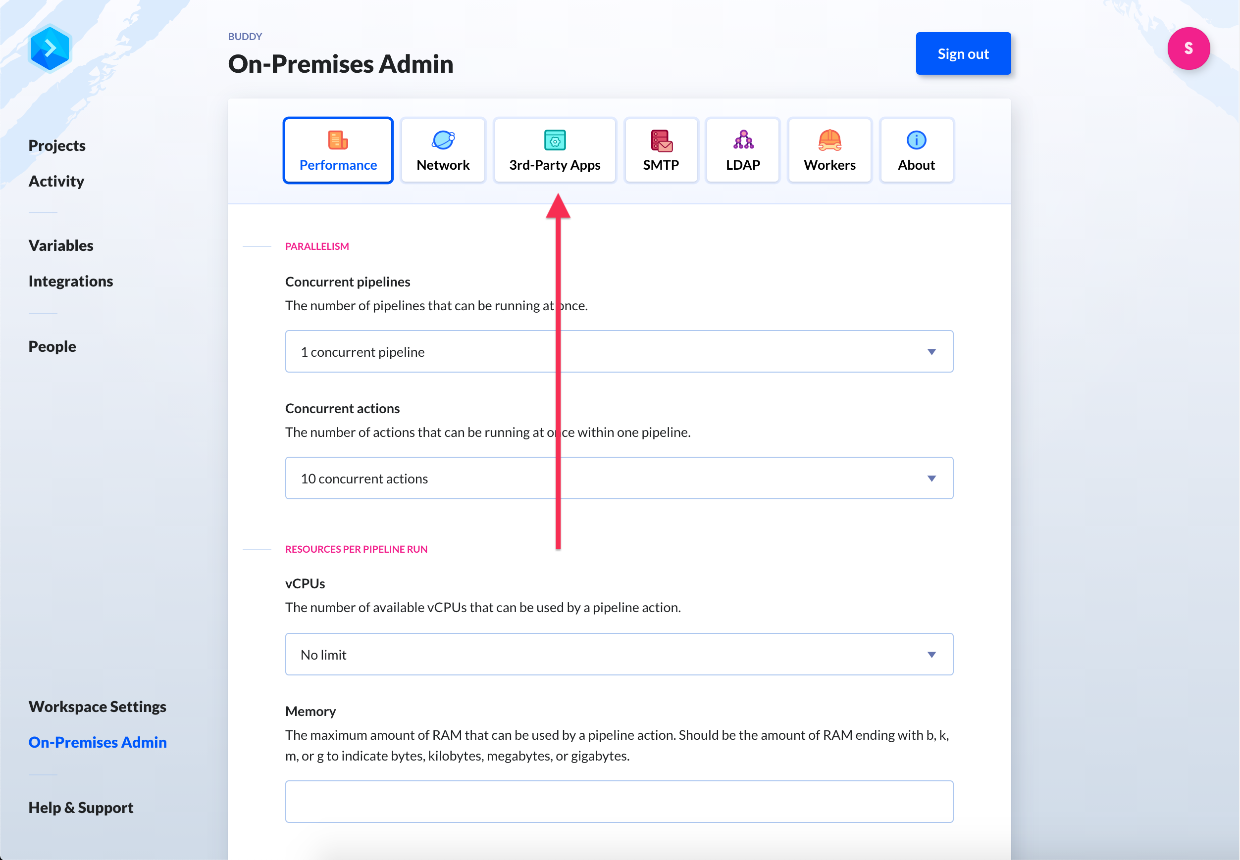 Docker Hub config location in admin panel