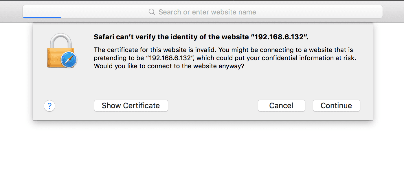 Safari certificate warning